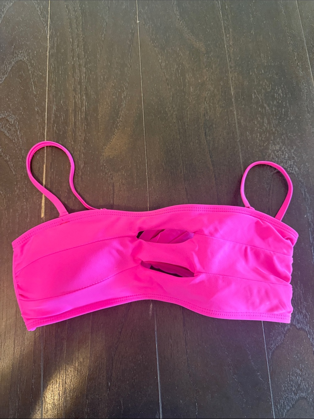 Women's Hot Pink Cutout Bandeau Bikini Top